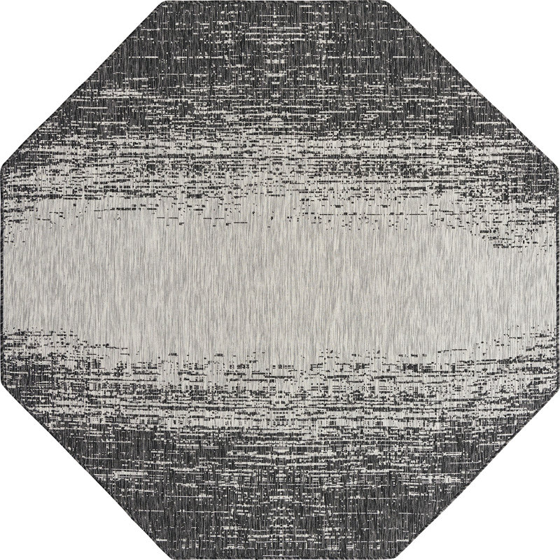 Outdoor Iris Area Rug Char Color, Octagon 7'10" x 7'10"