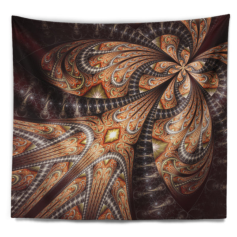Tapisserie fleur abstraite à fleur symétrique, H 68 po x l 80 po