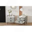Ensemble de 2 tables de chevet, table de chevet avec 2 tiroirs et plateau de table en marbre, table d'appoint moderne-600180542-600180513