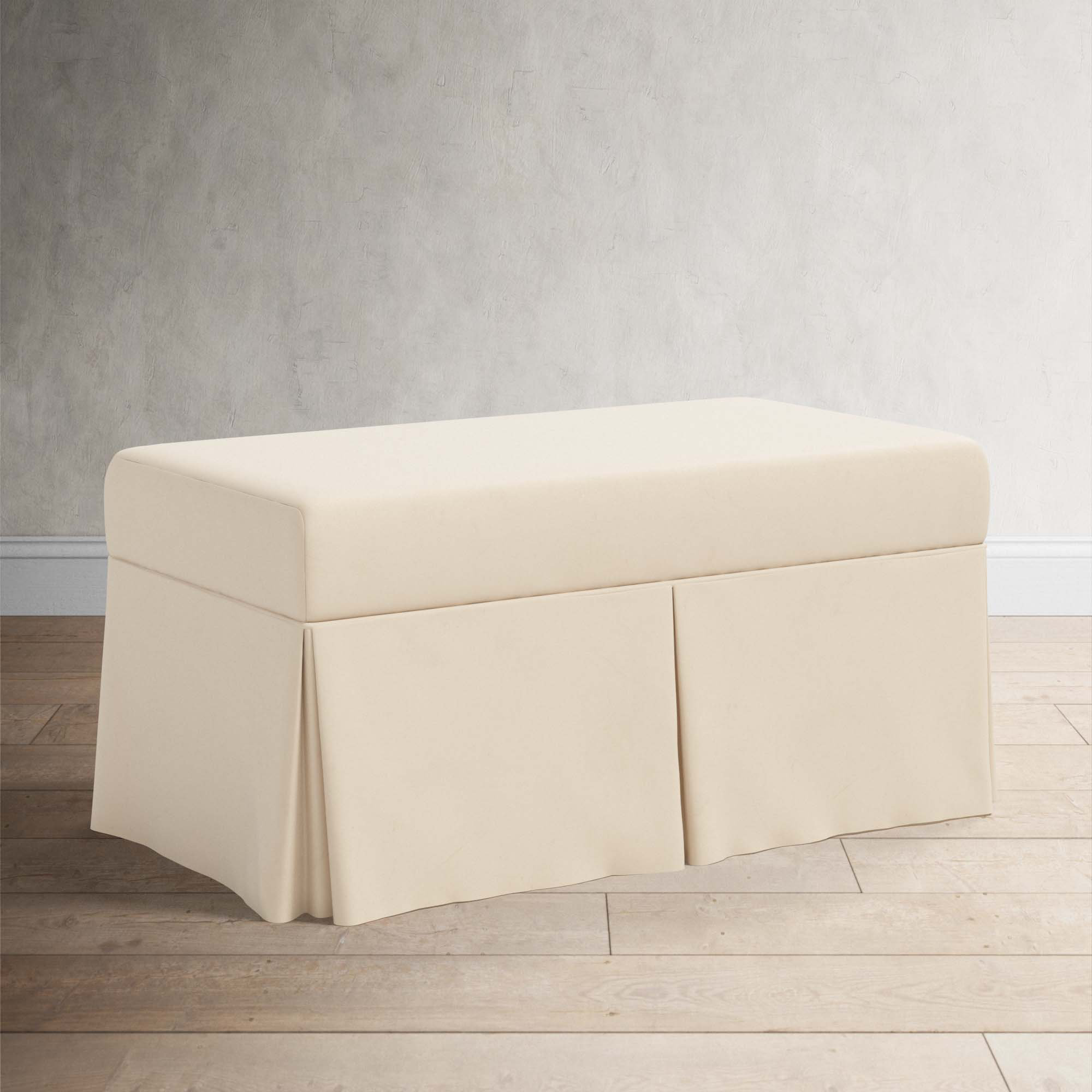 Wyatt Storage Bench, Classic Pearl Performance Velvet
