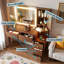 Bureau de maquillage avec miroir et lumières, 5 tiroirs, armoire de rangement en verre cannelé et prise de courant-658005322