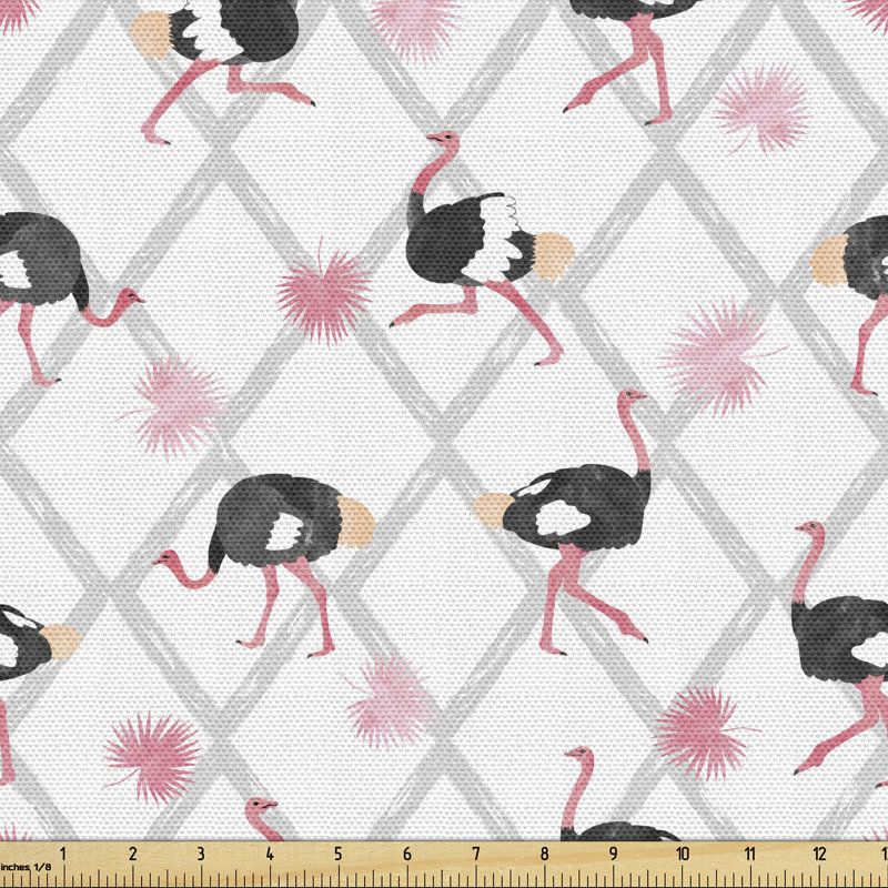 Chloe-Aime Palm Leaves on a Rhombus Outline Background Multi-Purpose Fabric