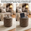 Repose-pieds rond avec capitonnage en chenille avec plateau rabattable - l 15 po x P 15 po x H 15 po-2106124816