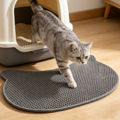 Cat Litter Mat - Waterproof Litter Box Mat For Trapping Litter - Cat Litter Trapper Dual Layer Mat