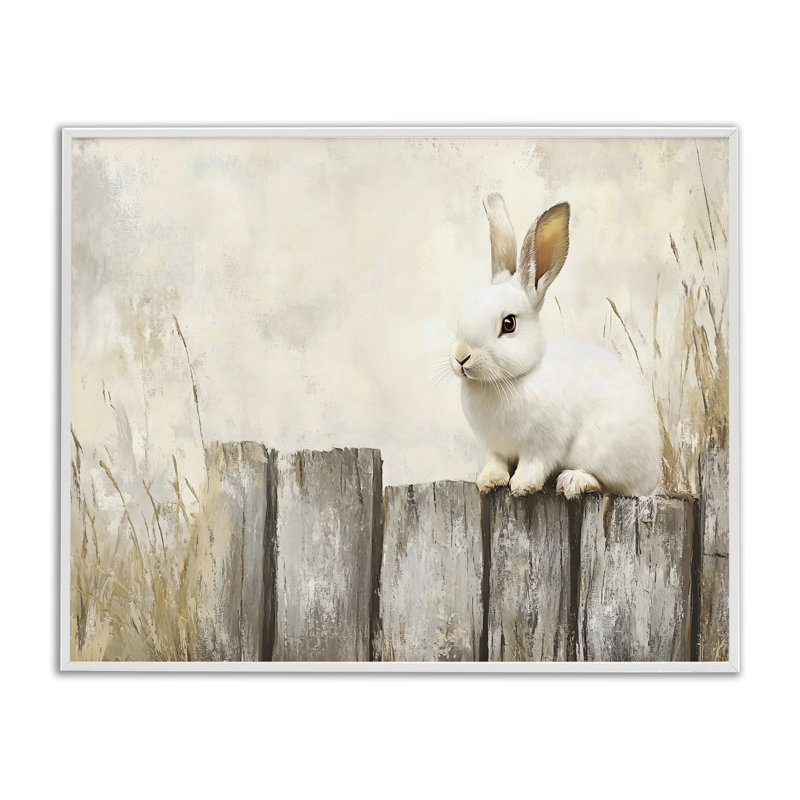Lapin sur la clôture, estampe numérique, design par Franklyn Gregory, H 16 po x l 20 po