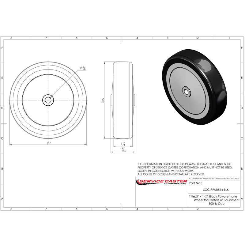 Polyuréthane sur roulettes en polyoléfine, Noir