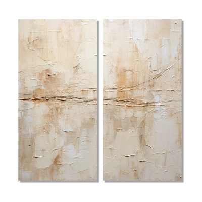 Minimalisme beige et blanc intemporel - art mural moderne bleu 2 panneaux