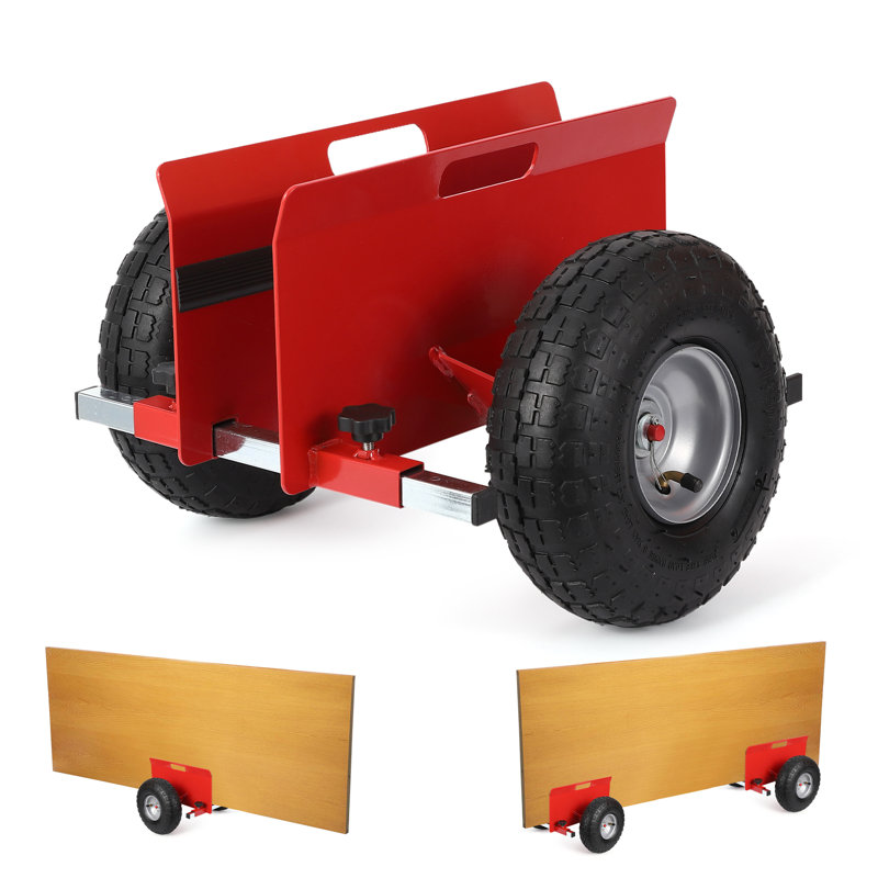 Chariot à panneau rouge robuste à capacité de 600 lb avec 10 roues en caoutchouc solide, Rouge