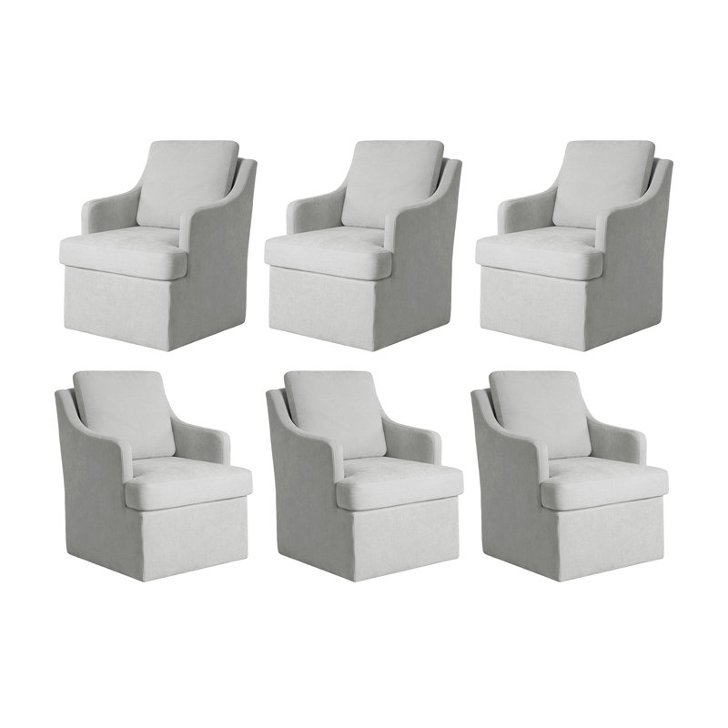 Chaise de salle à manger rembourrée en chenille avec dossier et accoudoirs incurvés (lot de 6), 6, Light Gray