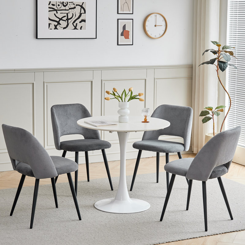 43.5cm H Upholstered Metal Parsons Chair, Grey