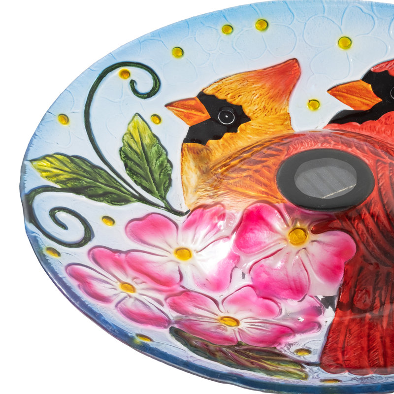 Solar Cardinal Bird Bath