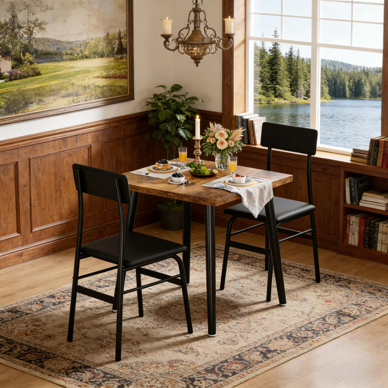 Ensemble de table de salle à manger pour 2 personnes avec 2 chaises rembourrées pour l'espace Samll, salle à manger