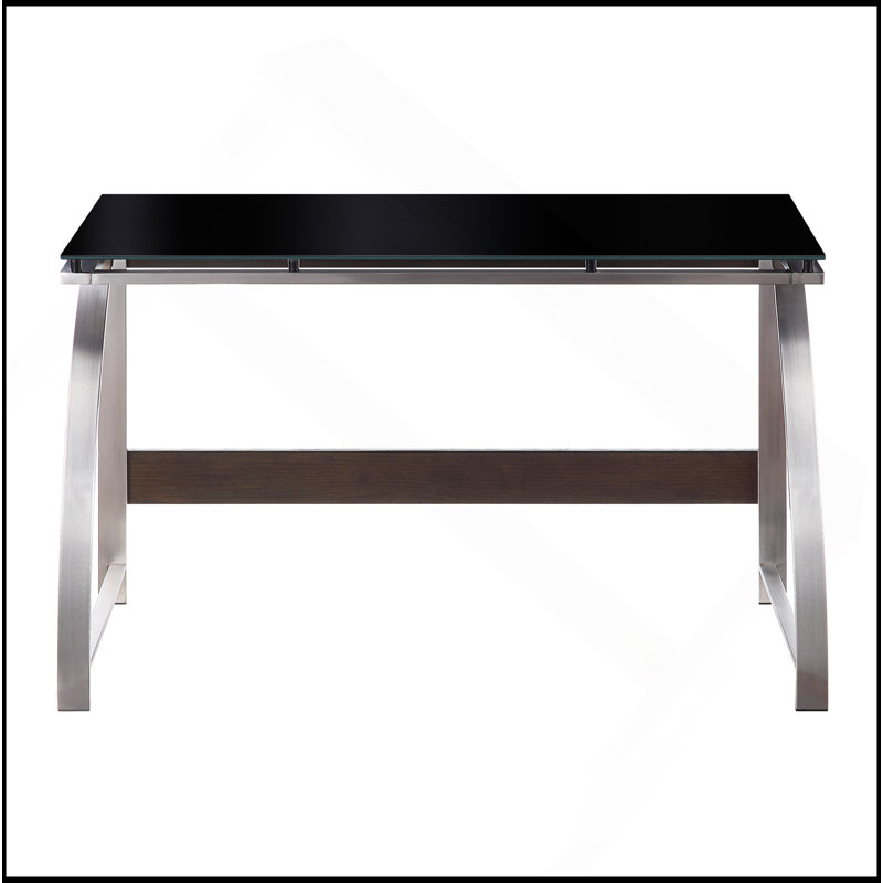 Meuble de bureau moderne avec plateau en verre et cadre en acier inoxydable 1 pièce