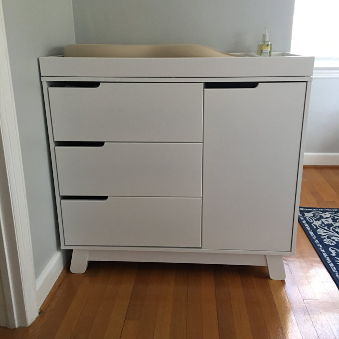 babyletto hudson dresser grey Babyletto Hudson 3-Drawer Dresser with Removable Changing Tray, Gray-W main image 1