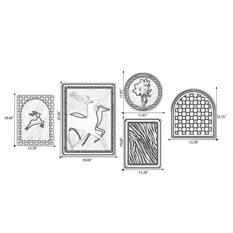 Ensemble d'art mural 5 pièces Mid-Century Modern, H 27,56 po x l 19,69 po 