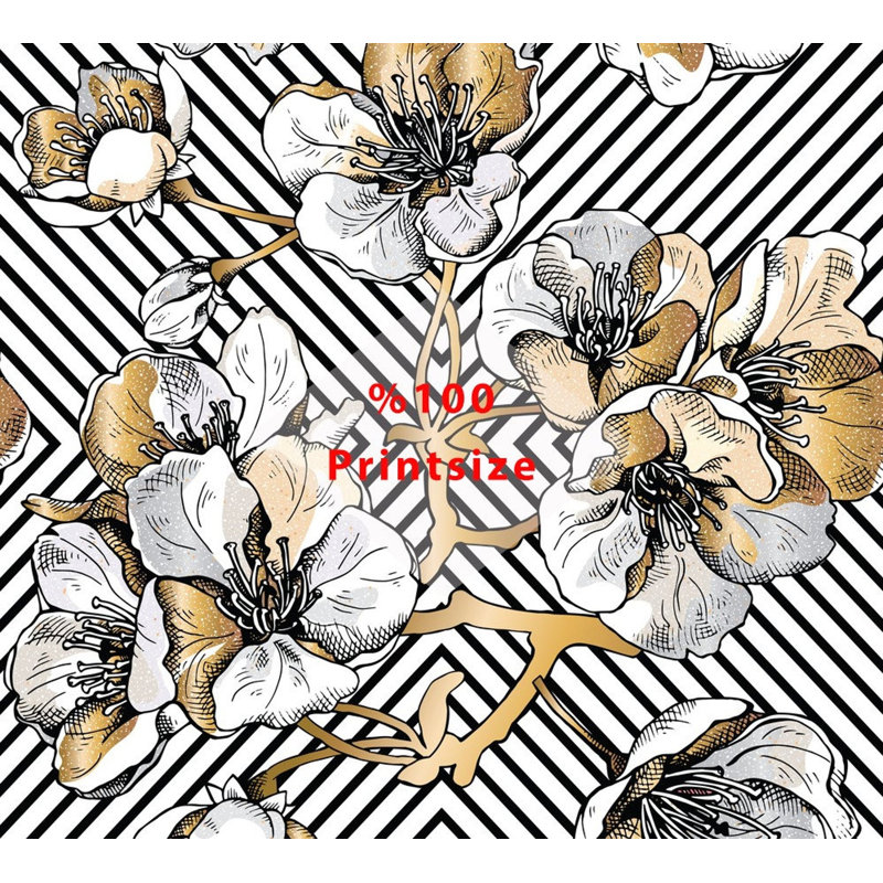 Papier peint amovible géométrique Futuristic Flowers, L 49 po x l 75 po