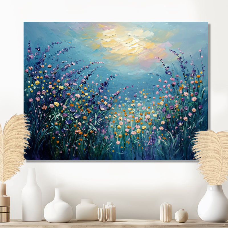 Gerace Dreamscape Wildflowers Sunrise Field - Art mural sur toile fleurs sauvages, H 30 po x l 40 po, Toile tendue