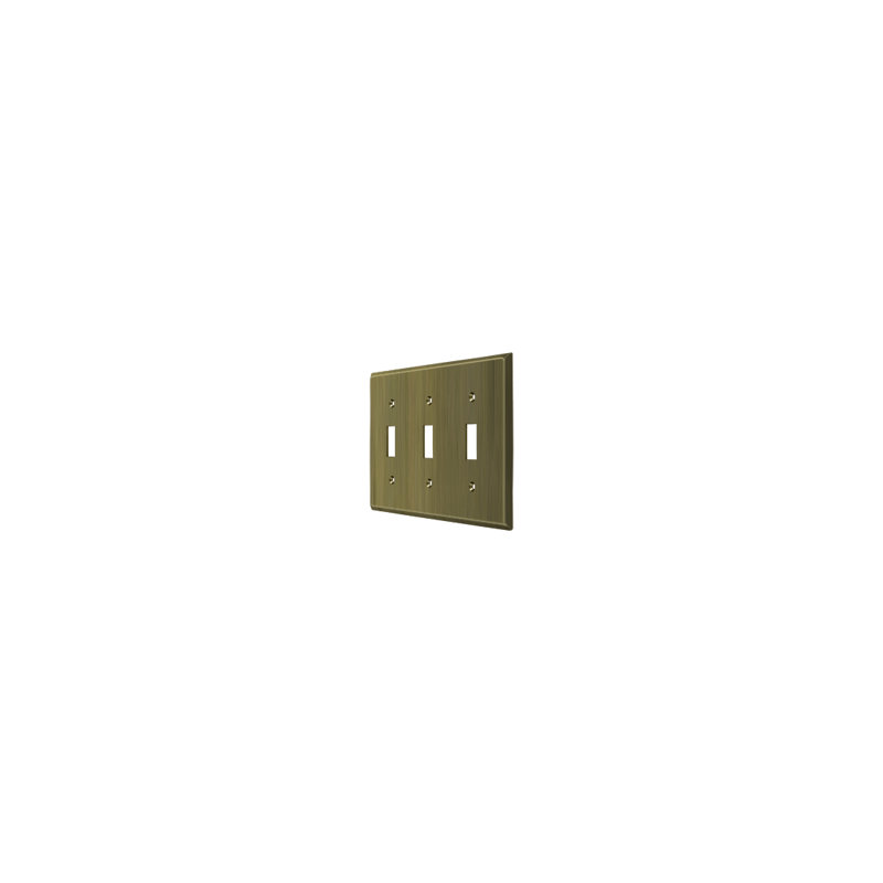 Deltana SWP4763U5 Switch Plate; Triple Standard; Antique Brass Finish