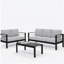 Ensemble de conversation de patio 3 pièces en aluminium 3 pièces, canapé d'extérieur 5 places avec coussins et structure gris clair épais et table basse-1928522525