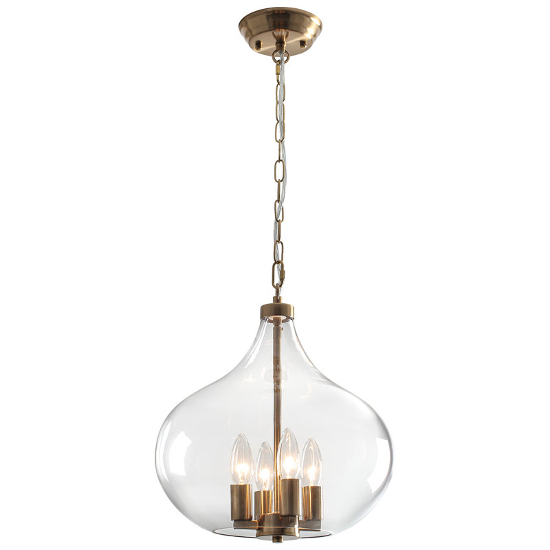 4 - Light 13.39" Dimmable Modern Farmhouse Kitchen Island Pendant Light With Clear Glass Shade For Dining Room Living Room