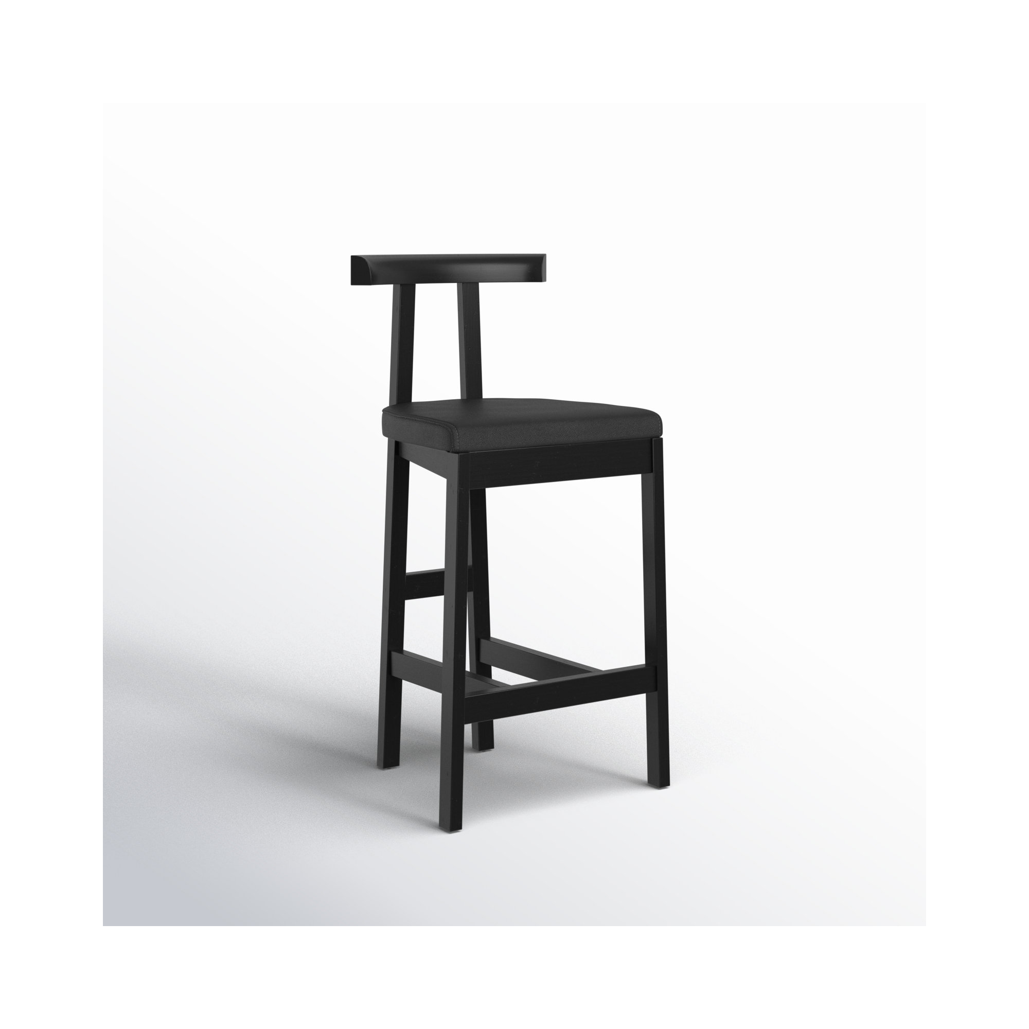 Seville Leather Bar & Counter Stool, Bar Stool (30” Seat Height), Black