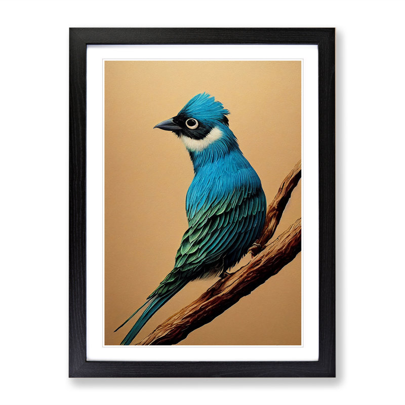 Alert Bird - Single Picture Frame Print, Black Framed, 64cm H x 46cm W x 2cm D
