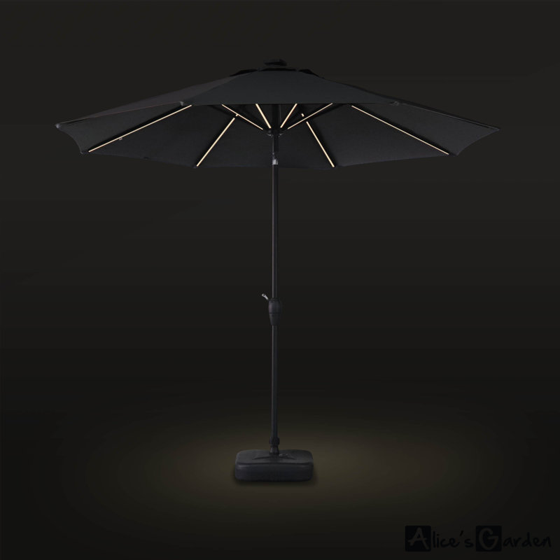 Arnell 290cm Lighted Market Parasol, Grey