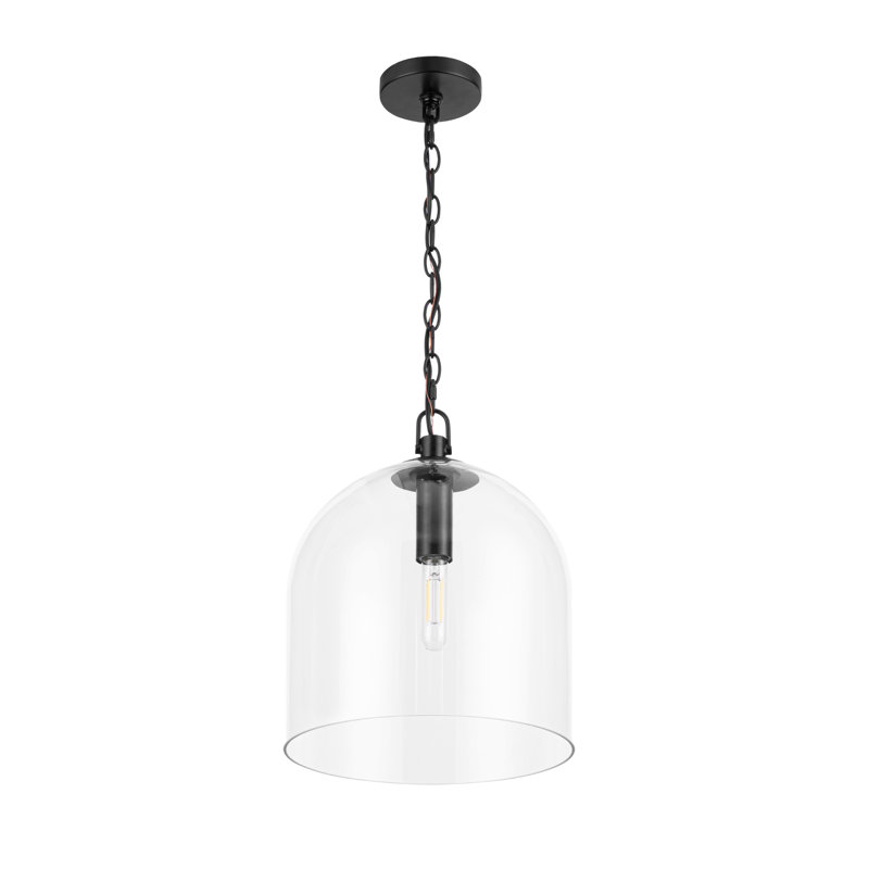 Luminaire suspendu 1 lumière Hansley noir mat avec verre transparent