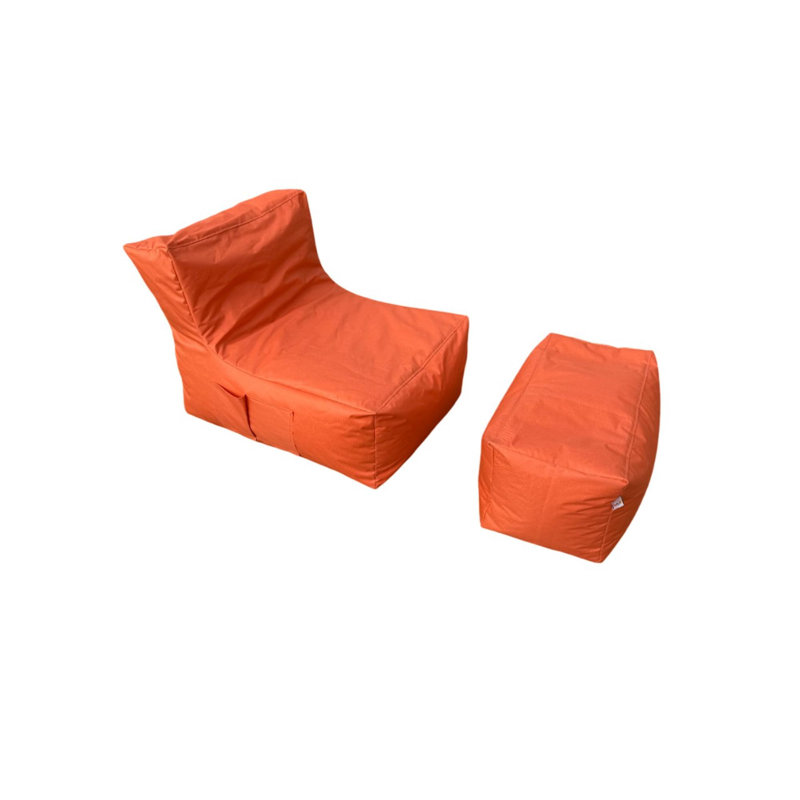 Ensemble de 2 fauteuils à billes Cozy (orange), 29,5 po x 27,6 po x 37,4 po | 100% polyester avec tissu imperméable et housse zippée amovible | Rempli de perles en EPS recyclées, parfaites pour le confort du salon et de la salle de jeux