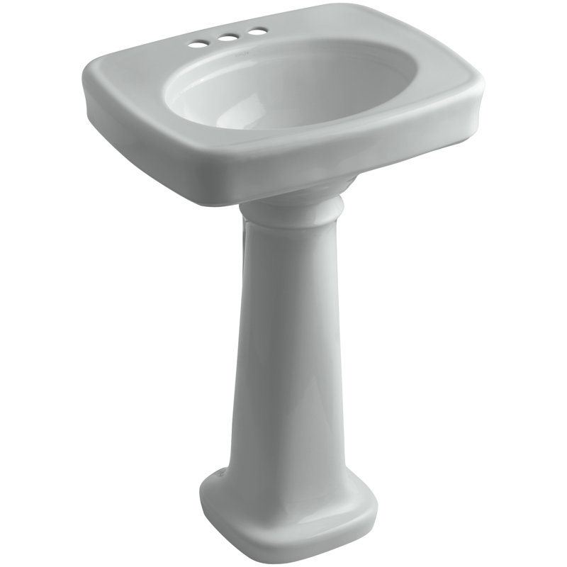 Bancroft 28" Tall Ceramic Vitreous China Rectangular Bathroom Sink, Sandbar, 8" Centers, 35.25" H x 21" W x 24" L