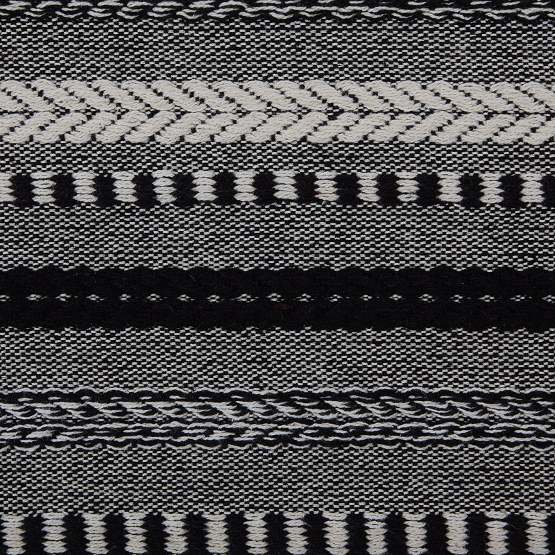 Leore Striped 100% Cotton Table Runner, 72" x 15", Black