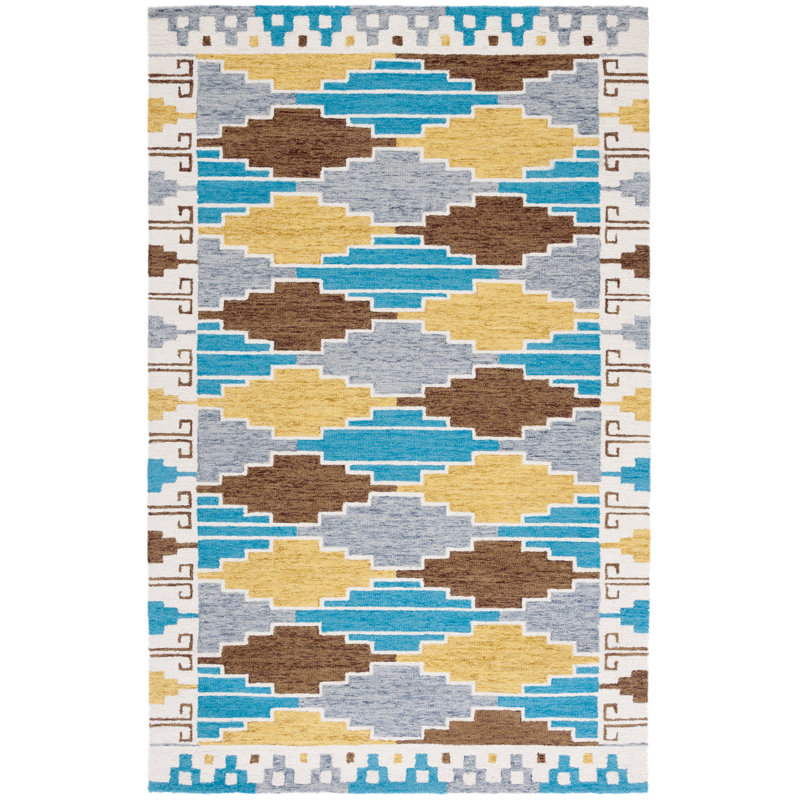 Tapis bleu / ivoire Shirley Drive 913, Carré 6 pi