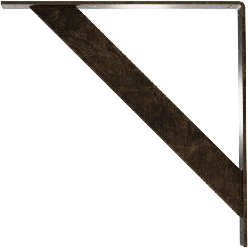 Support traditionnel en acier, H 18 po x l 2 po x P 18 po, Or pâle antique