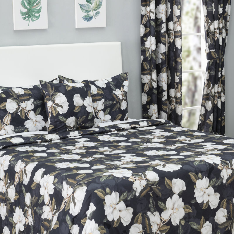 Magnolia Cotton Floral Comforter, Queen Comforter + 2 Standard Shams