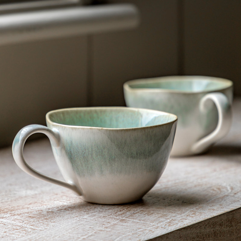Armas Ceramic Coffee Mugs - Set of 4, Green