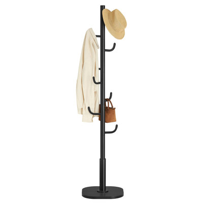 Cactus-Shaped Freestanding Coat Rack with 8 Sturdy Curved-End Hooks, 69 Inches Tall, for Coats Hats Bags