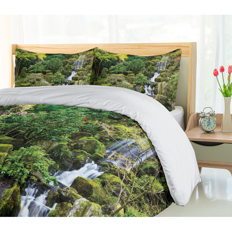Rustic Polyester Floral Duvet Cover, Queen Duvet Cover + 2 Standard Shams