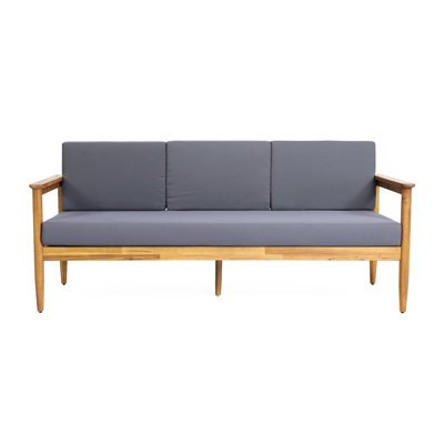 3 Seater Wood With Impervious Inner Cushions - Dark Grey Color Stylish In Grey, Crafted And Water-Repellent