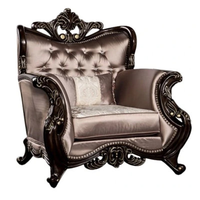 Aboi Armchair, 1 Accent Pillow, Velvet, Carved Details