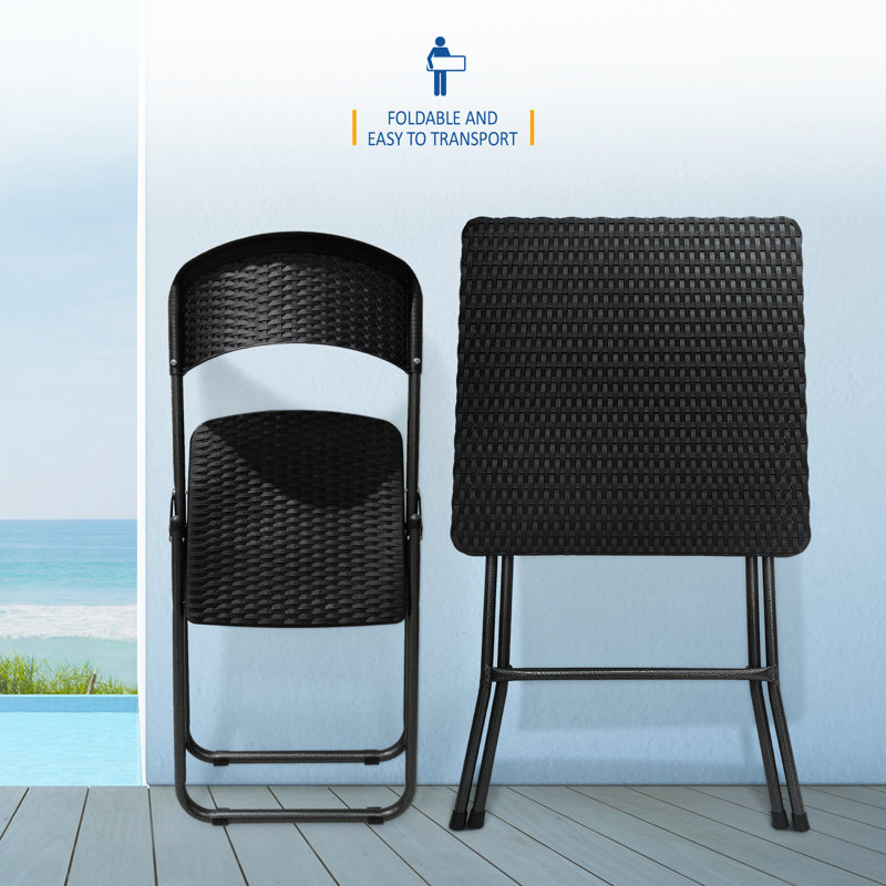 SUNMER Rattan 3-piece Bistro Set, Black
