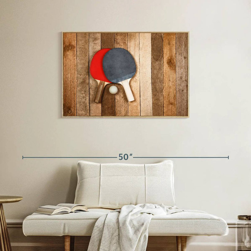 Ping-pong en bois, Cadre flottant en bois naturel, 37 po x 25 po