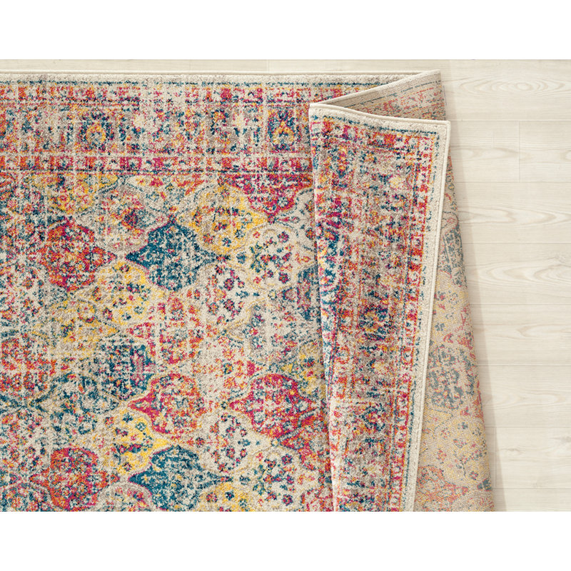 Tapis oriental jaune / bleu / beige, Rectangulaire 9 pi 8 po x 13 pi 2 po