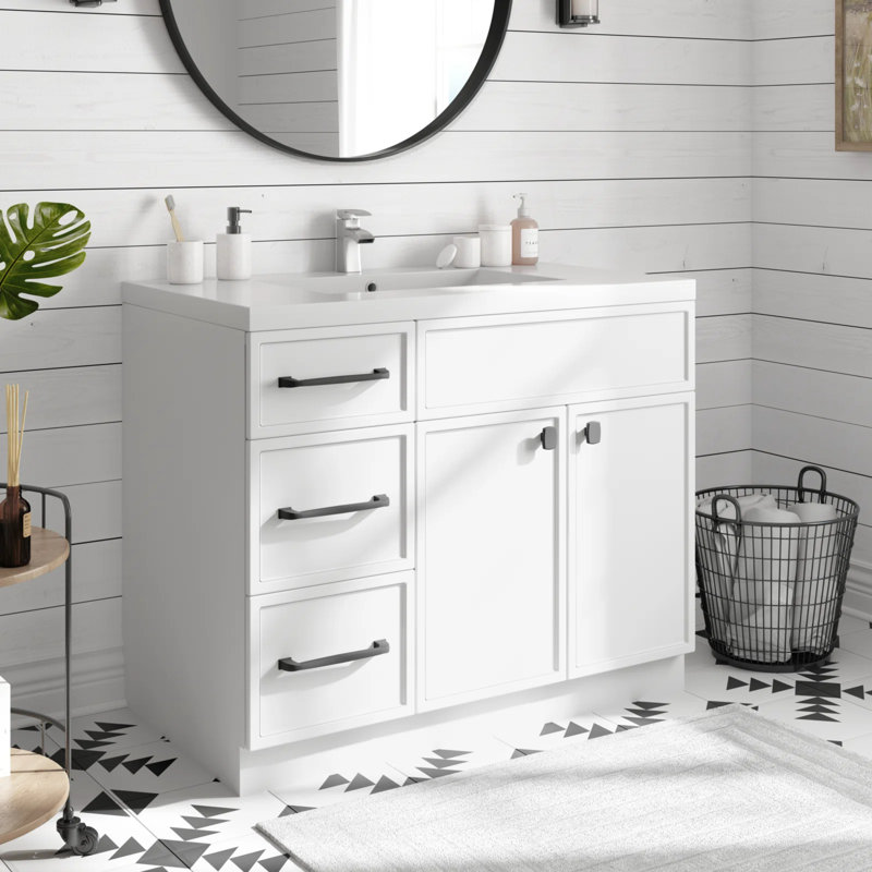 Manhattan Single Bathroom Vanity Set, Black, White, 36"