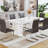 White Dining Table Featuring Marble Pattern, Suitable For 8 - 10 People And As A Computer Workbench, Safe, Fits Kitchen Patio Pattern Table, Multi Functional Office Discussions