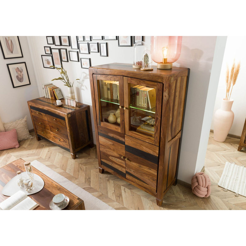 Ancona 100cm Solid Wood Sideboard, Painted Dark Brown