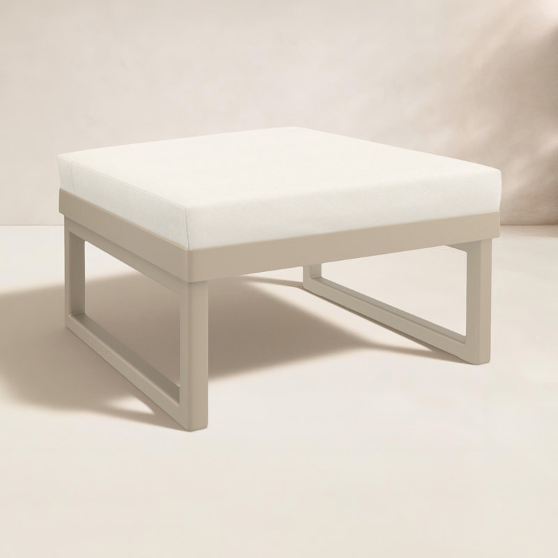 Repose-pieds d'extérieur avec coussin Lane, Toile Sunbrella® naturel, Taupe