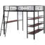Lit mezzanine moderne en métal pleine grandeur avec 3 tablettes et bureau - Tableau blanc à cadre noir pour plus de confort et d'espace d'étude créatif-1176552454-1176552456