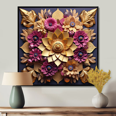 Or majestueux ornemental Lotus - art mural lotus