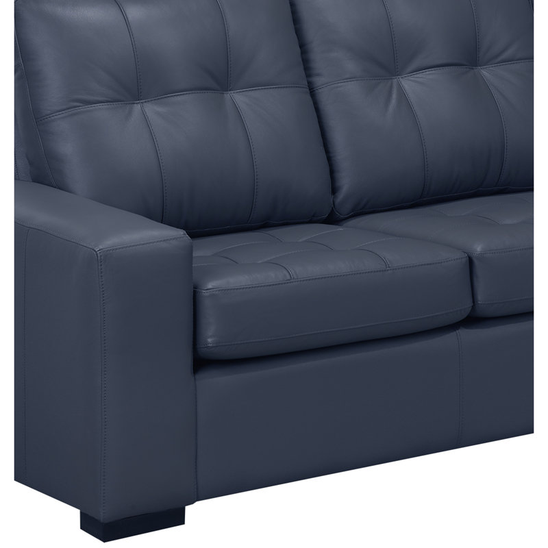 Canapé modulaire en cuir Yeprad, Face à la droite, Cuir bleu assorti