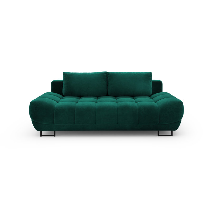 Nicolus 3 Seater Velvet Sofa Bed, Green